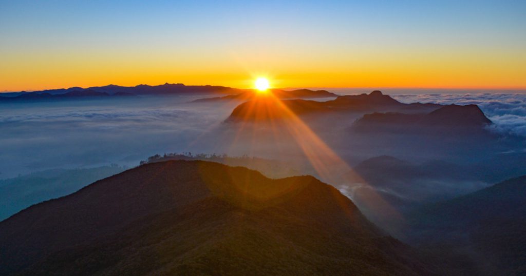 Adam's Peak at sunrise, Sri Lanka