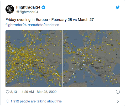 Flight traffic over Europe