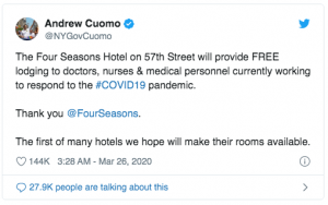 four seasons tweet from Andrew Cuomo