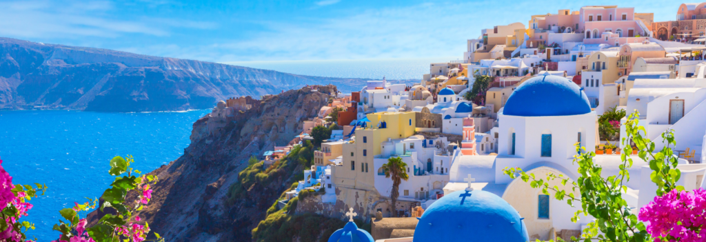 A Greek hillside that is used for destination marketing.