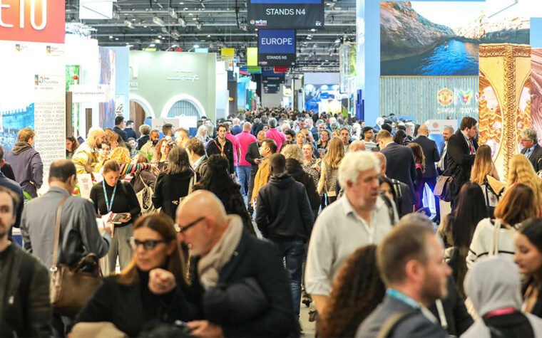 People walking in the aisles at WTM London