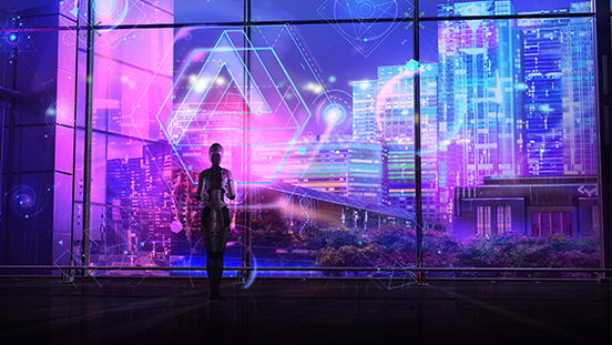 A vibrant, futuristic cityscape showcasing sustainable mobility (e.g., electric or autonomous vehicles, green spaces, or hyperloop systems).